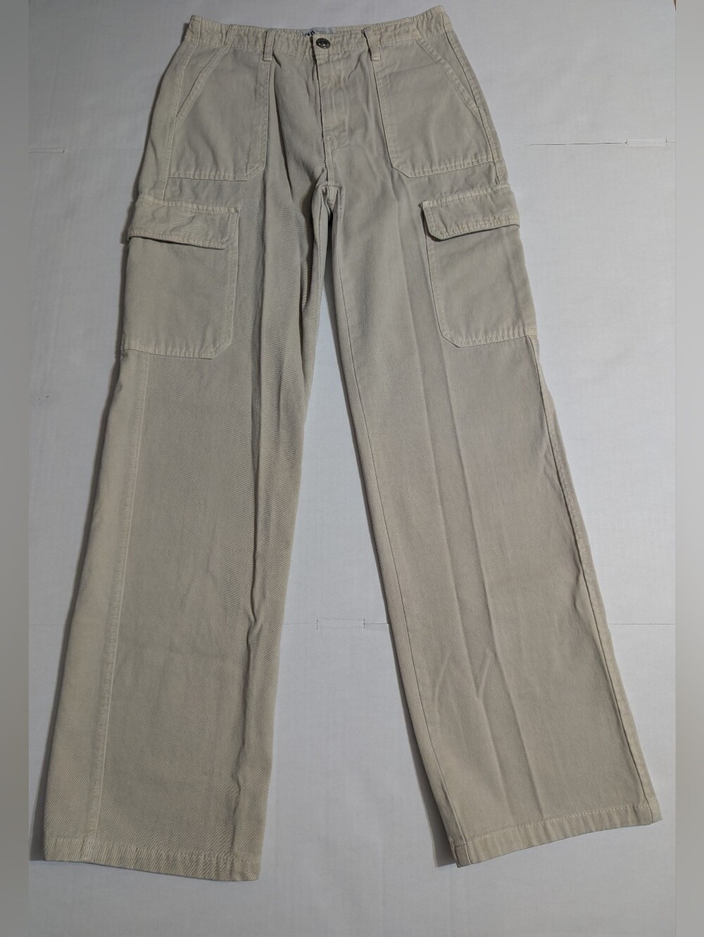 Zara Women’s Beige Cargo Pants Wide Leg Utility Trousers Size 4 EUR 36 - Picture 2 of 13